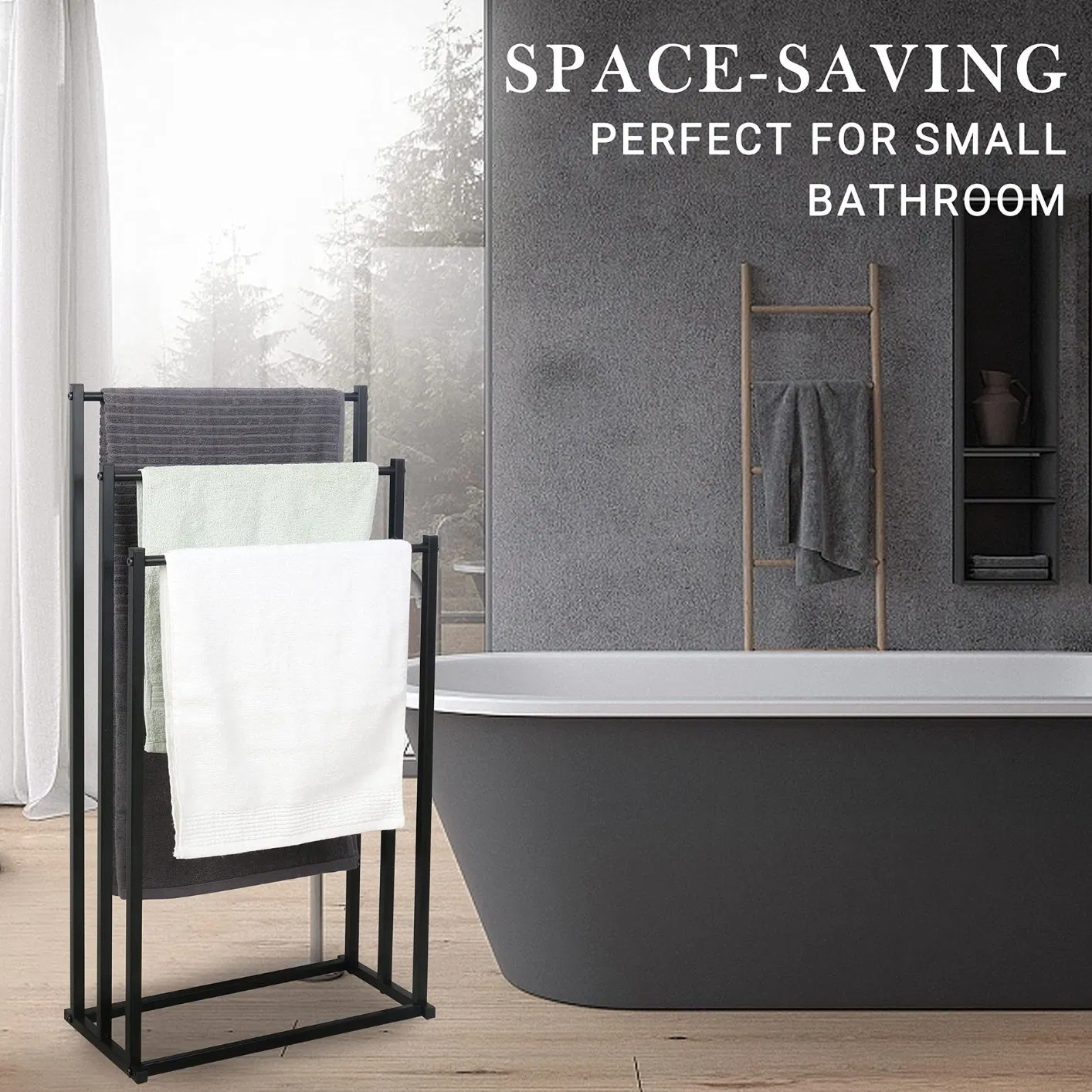 Simple Metal Floor Towel Rack Removable Bath Display Storage Towel Rack