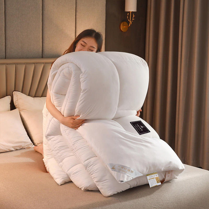 Soybean Fiber Filled Comforter Winter Warm Thickening King Size Quilt for Bedroom