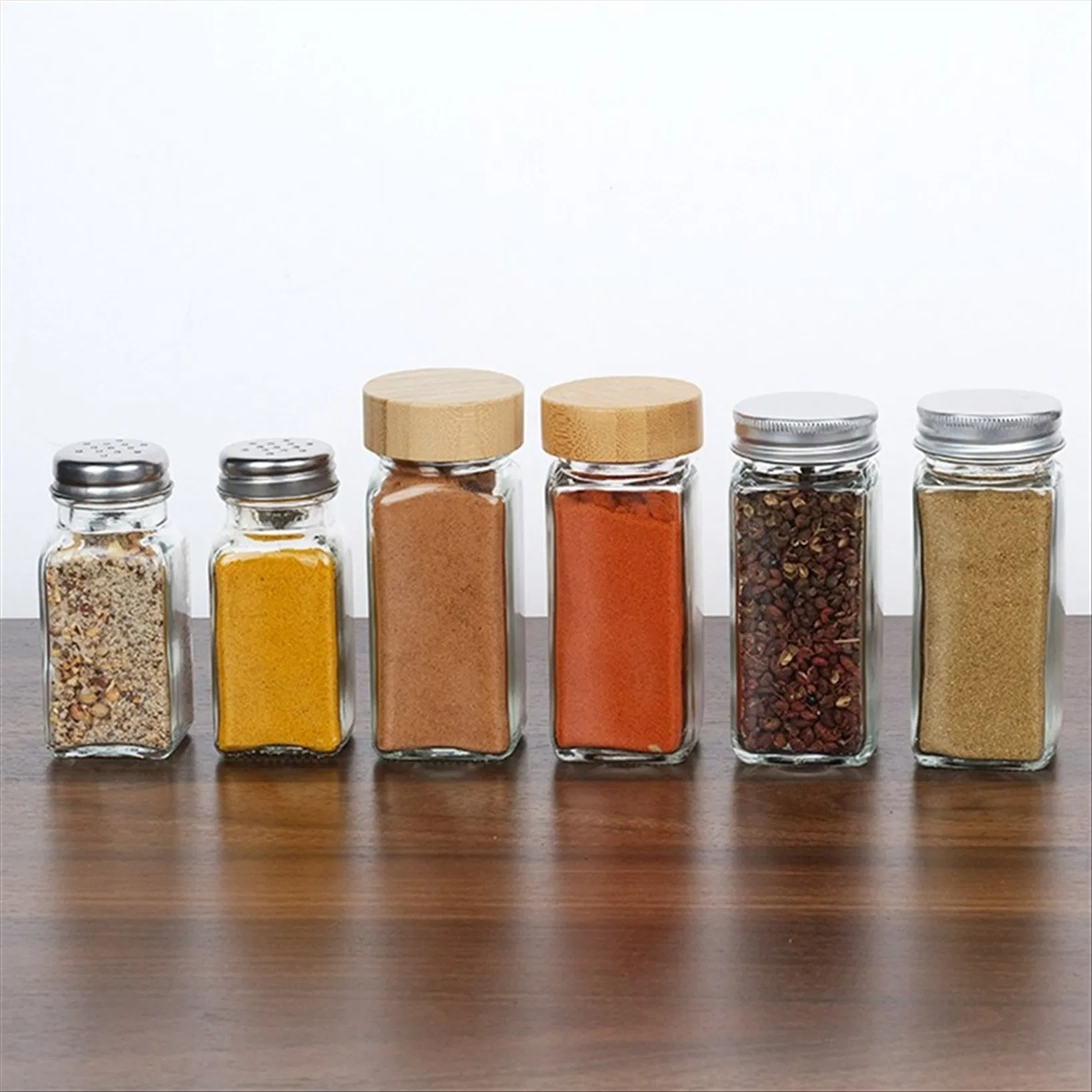Hot Sale 4 Oz Transparent Square Glass Jars for Spices for Wholesaler