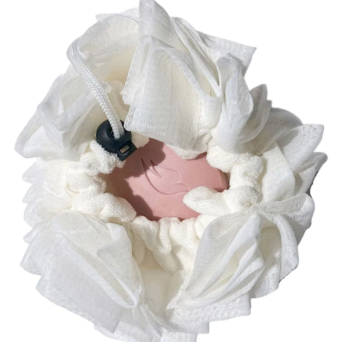 Bath Loofah Sponge 2 in 1 Portable Body Washing Shower Loofahs Mesh Pouf