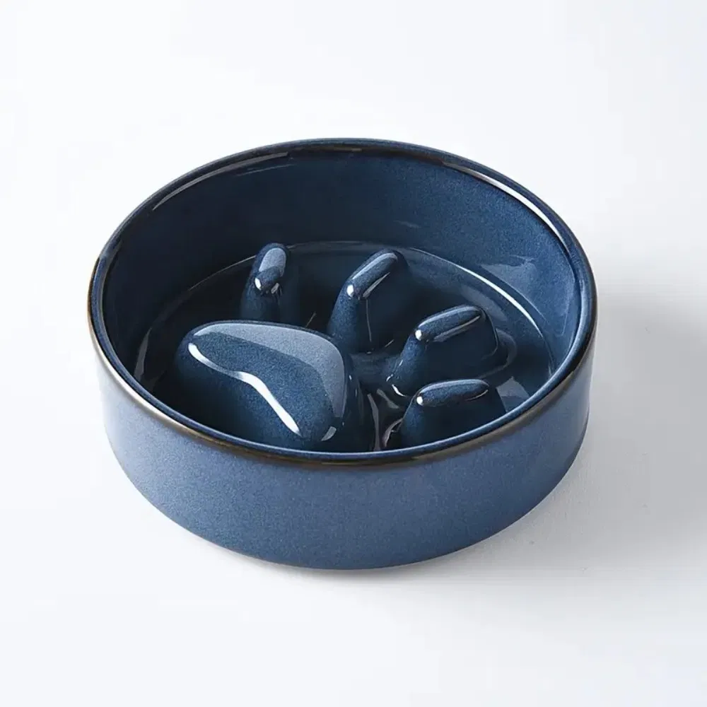 Ceramic Cat Bowl Solid Pattern Pet Food and Water Bowl with Neck Protection Easy to Stand for Cats and Dogs