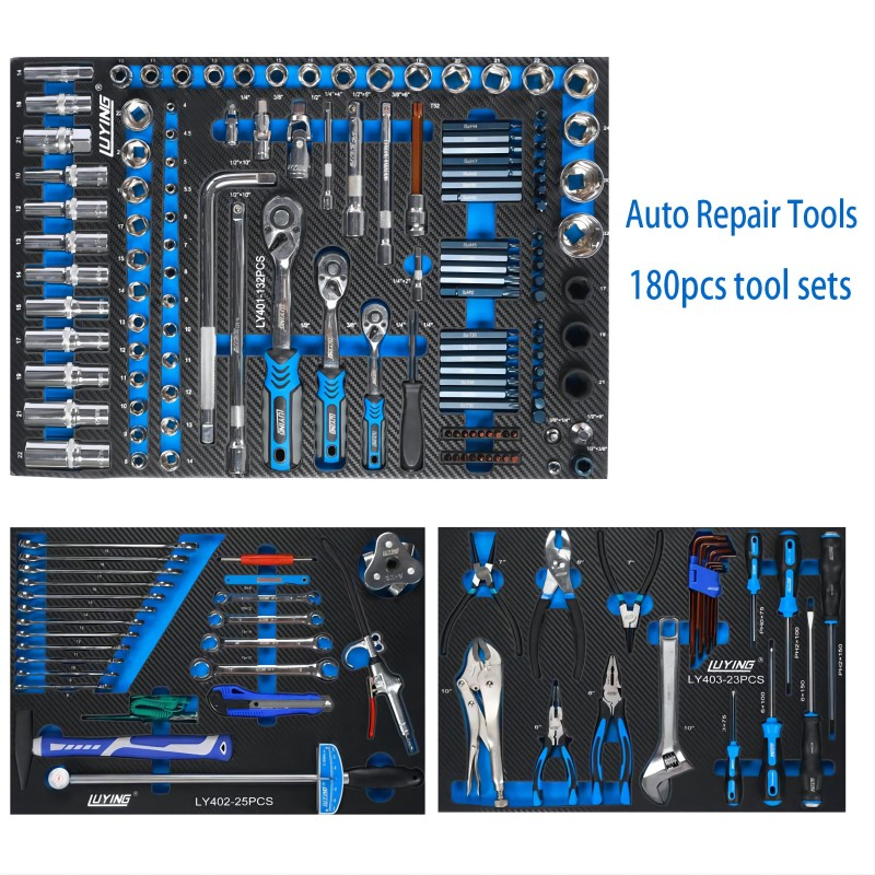 Профессиональный набор инструментов 180PCS для авторемонта с тележкой