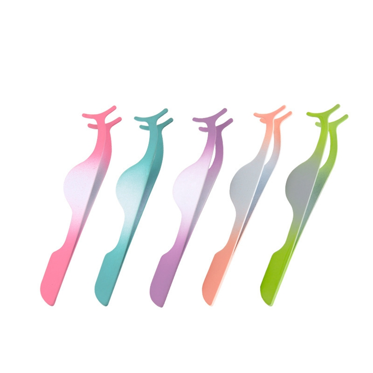Eyelash Tweezer Private Label Top Quality Custom Stainless Steel Colorful Eyelash Applicator Tweezers