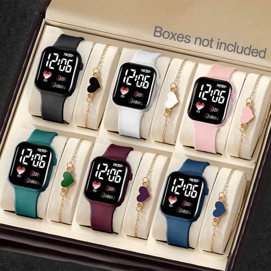 Six Colors Watch Set Child Girl Gift Cartoon Heart Bracelet