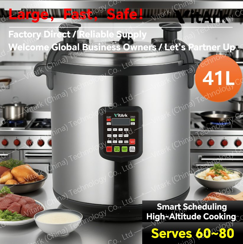 Large-Capacity Electric Pressure Cooker for East Asian Porridge/Soup and Steamed Vegetables for Mass Cooking of Staple Foods (corn paste, legumes) in Africa.