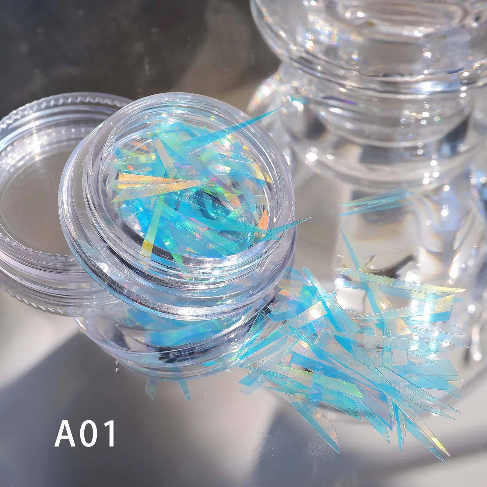 Wholesale Beauty Aurora Genie Shard Irregular Cellophane Japanese Laser Stickers Nail Decoration