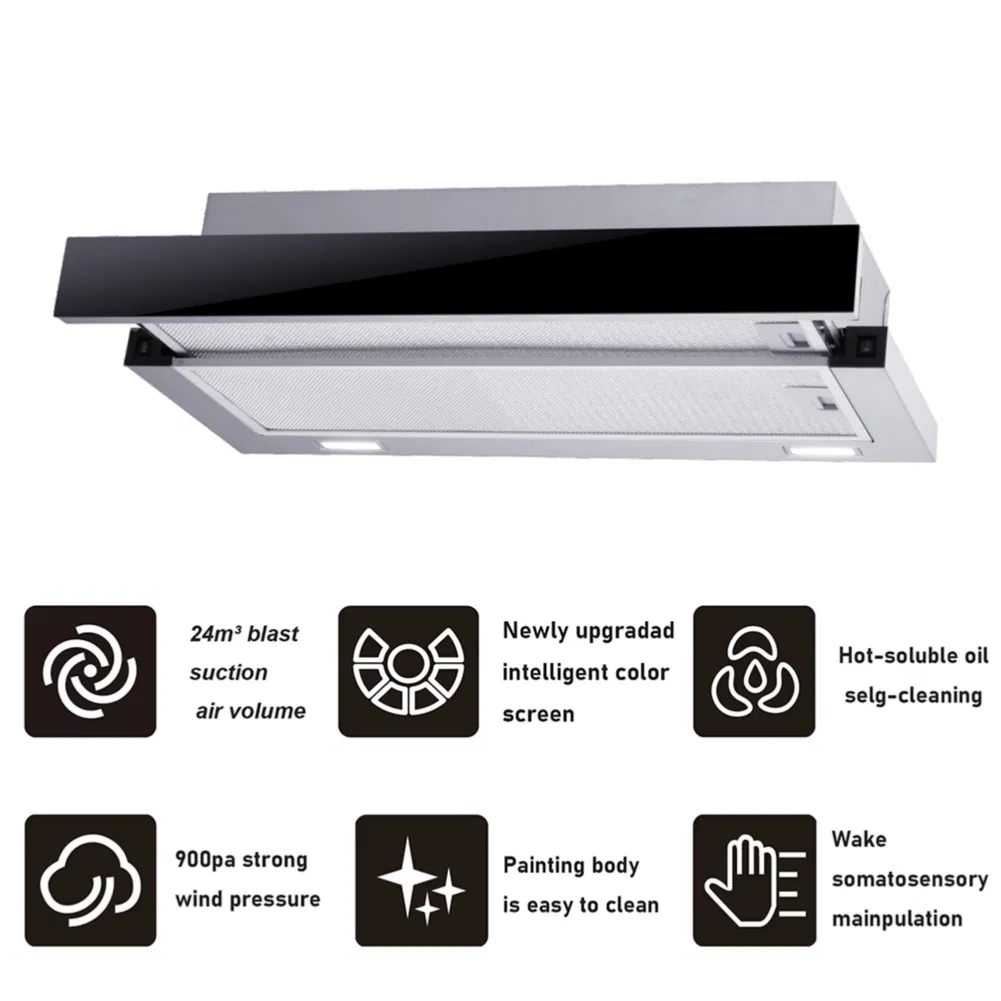 Downdraft Slim Range Hood Smoke Extractor Built in Smart Kitchen Chimney Restaurant Slim Hood with Carbon Filter