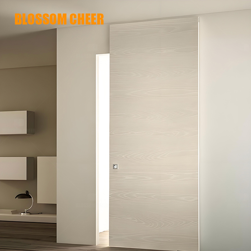 Wall Mount Sliding Engineered Wood Ghost Door with Frameless Wood Door System