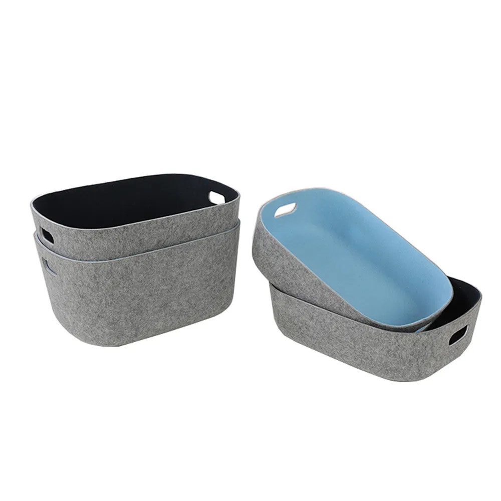 Household Storage Basket Fabric Laundry Basket Organizer Polyester Box Portable Laundry Basket Recycled Felt Products Bin Non Woven Storage Baskets for Home