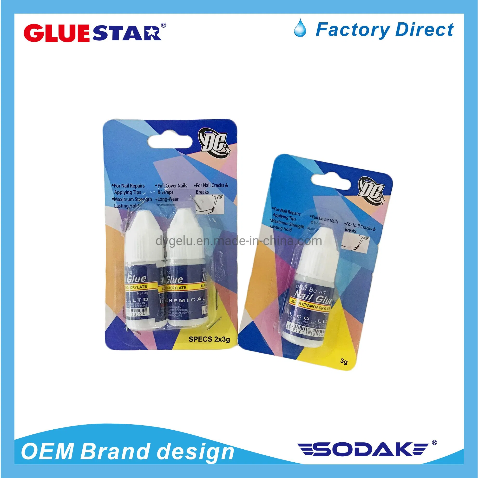 Custom Professional Rhinestone Nails Tips Adhesive Bond 2g Gel Press on Nail Tip Glue for Fake Artificial Nail