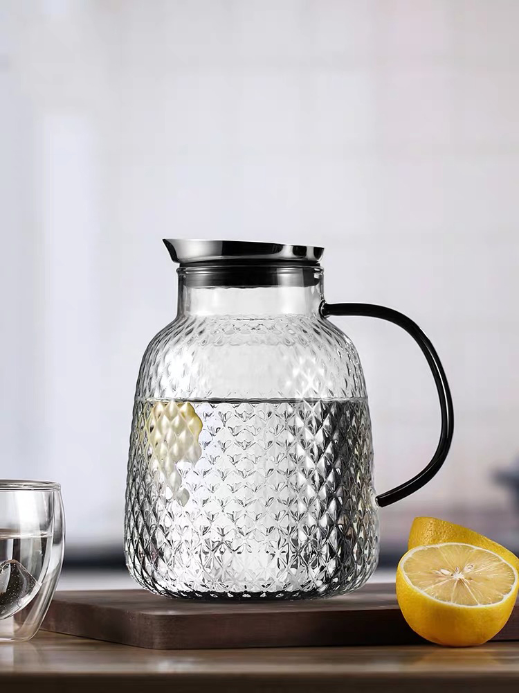 Glass Jug with Lid Iced Tea Pitcher Water Jug Hot Cold Water Ice Tea Wine Coffee Milk and Juice