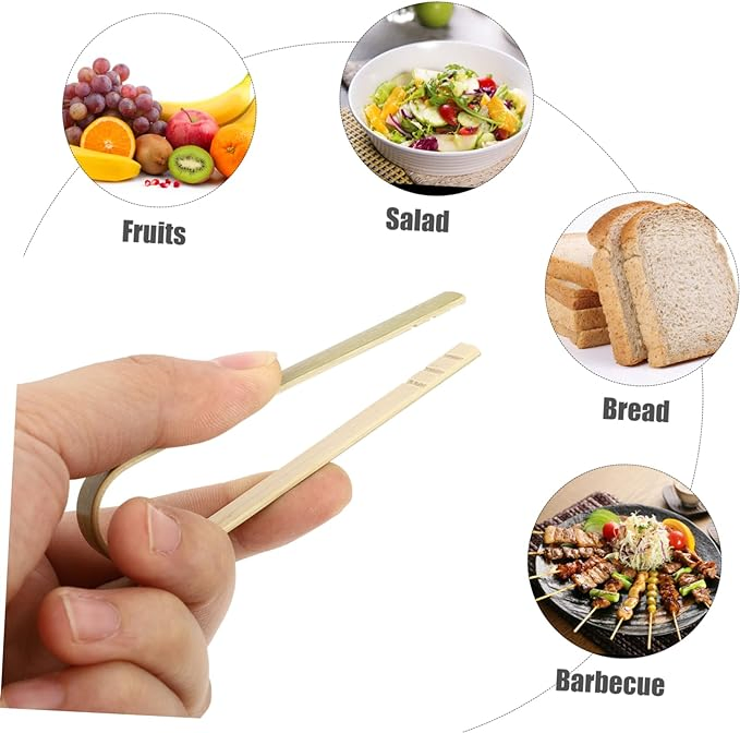 Disposable Mini Ice Tongs Bamboo Bread Serving Clips Kitchen Tool Salad Clip