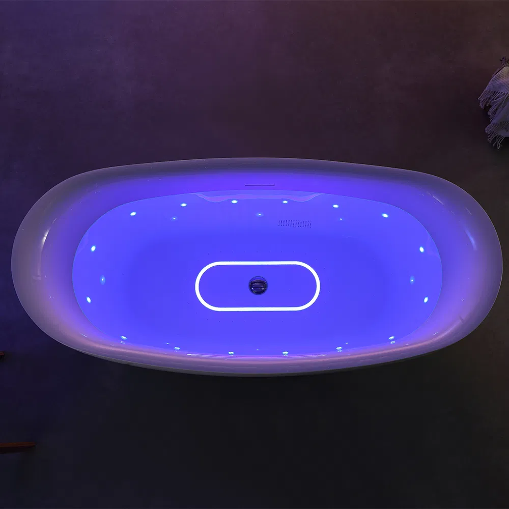 Акриловая ванна с подсветкой, прямоугольная, отдельностоящая