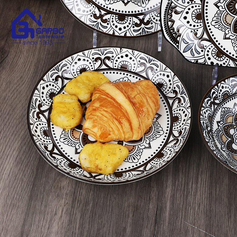 Fancy Design Color Glaze Ceramic Plate Oval Shape Food Contact Safe Serving Dish