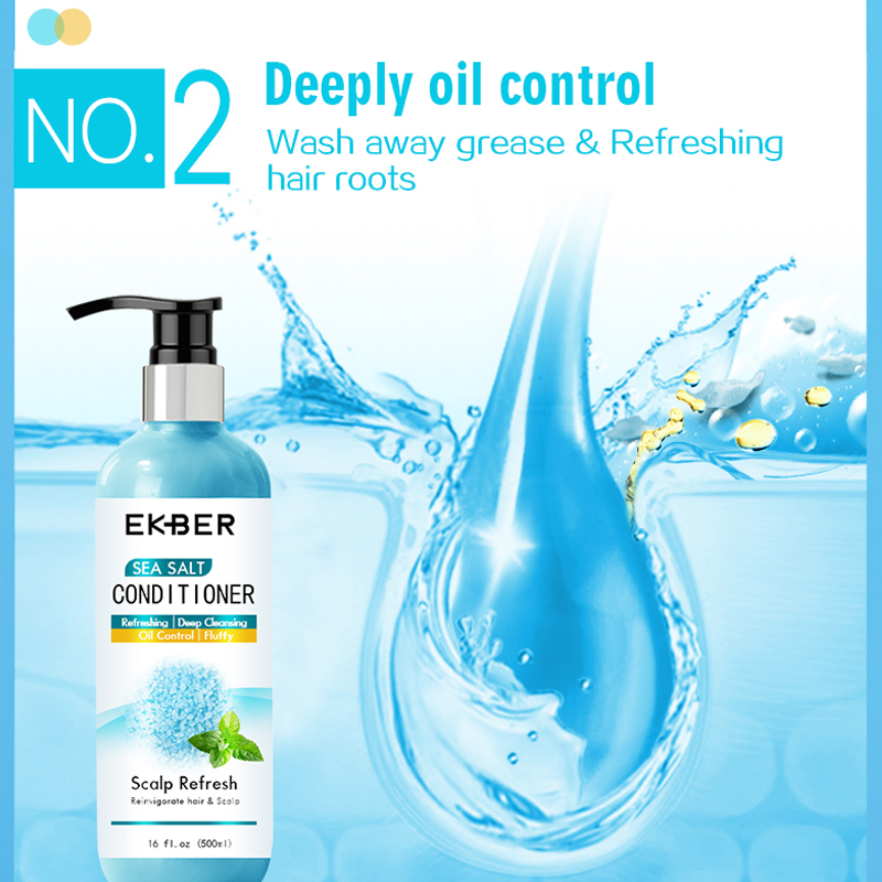 Private Label Scalp Sea Salt Mint Anti-Dandruff Hair Treatment Shampoo Natural Coconut Oil Shampoo and Conditioner for Sensitive & Oil Scalp