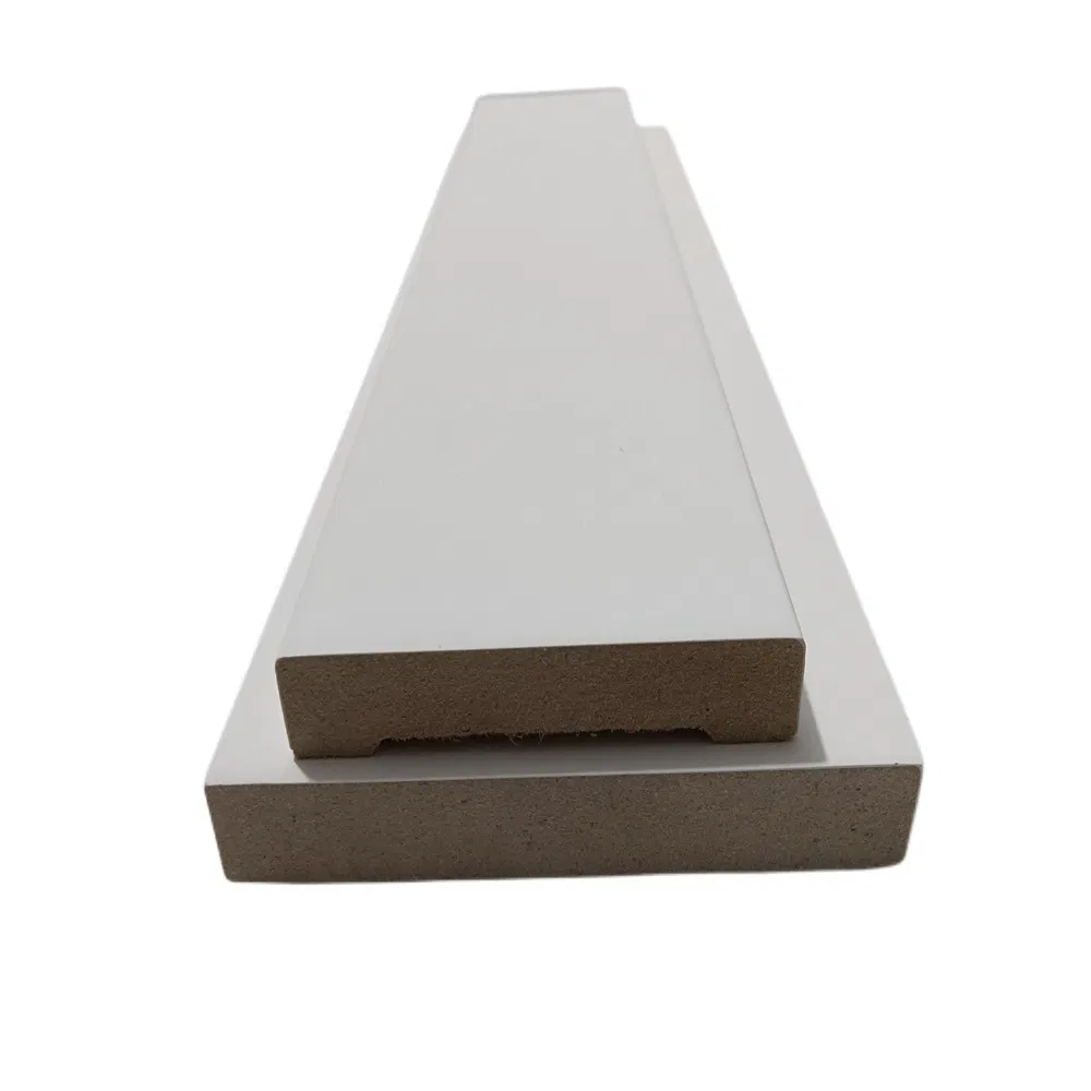Customized White Primed Solid Wood Baseboard Skirting Board Fjflooring Accessory