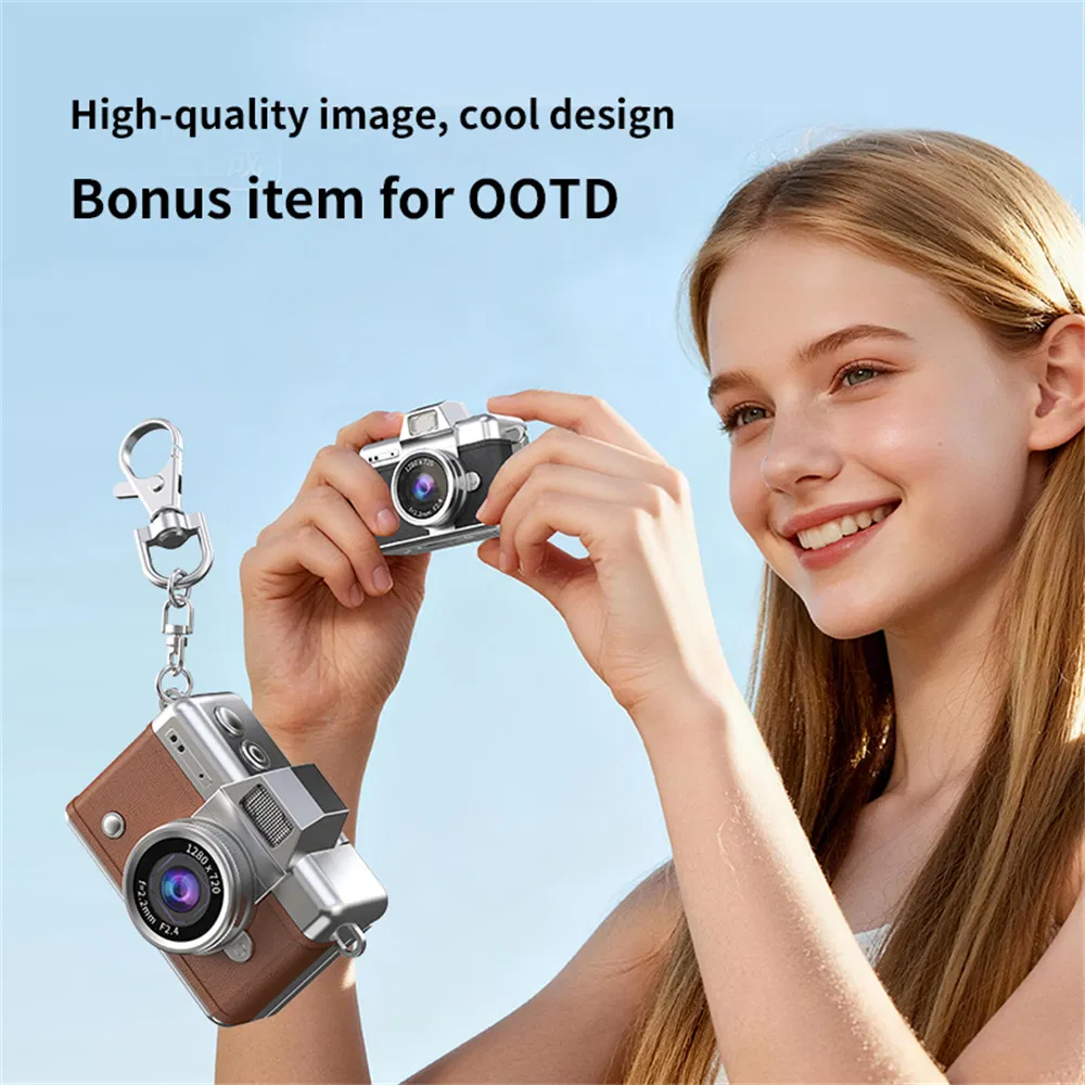 Lk-027 Mini Retro Camera - 1.47" Flip Screen, HD Video, CCD, Brown