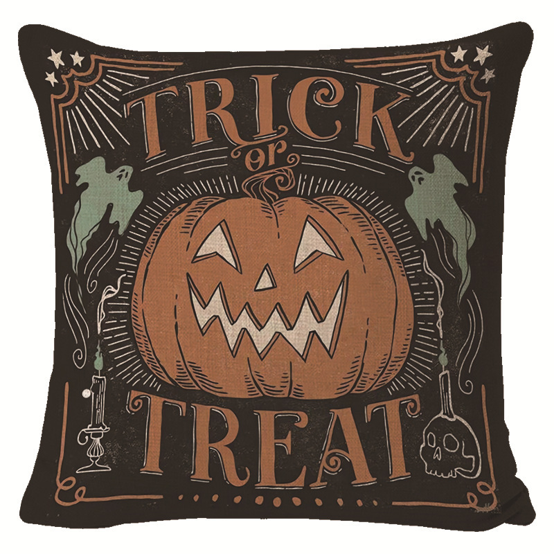 Halloween Fall Cushion Cover 18X18 Inches Trick or Treat Farmhouse Decor Home Throw Pillow Covers for Couch Decorations
