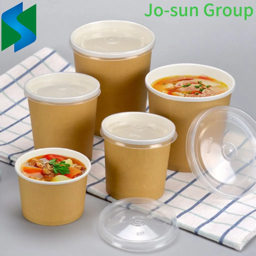 Free Sample Cheap Disposable Container Eco Friendly Bucket Take out Kraft Paper Soup Bowl with Lid