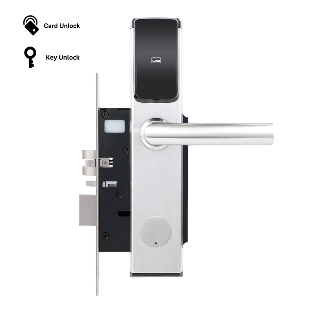 Smart Door Locks Silver Modern Smart Digital Keys RFID Card Hotel Door Lock for Apartment Hotel