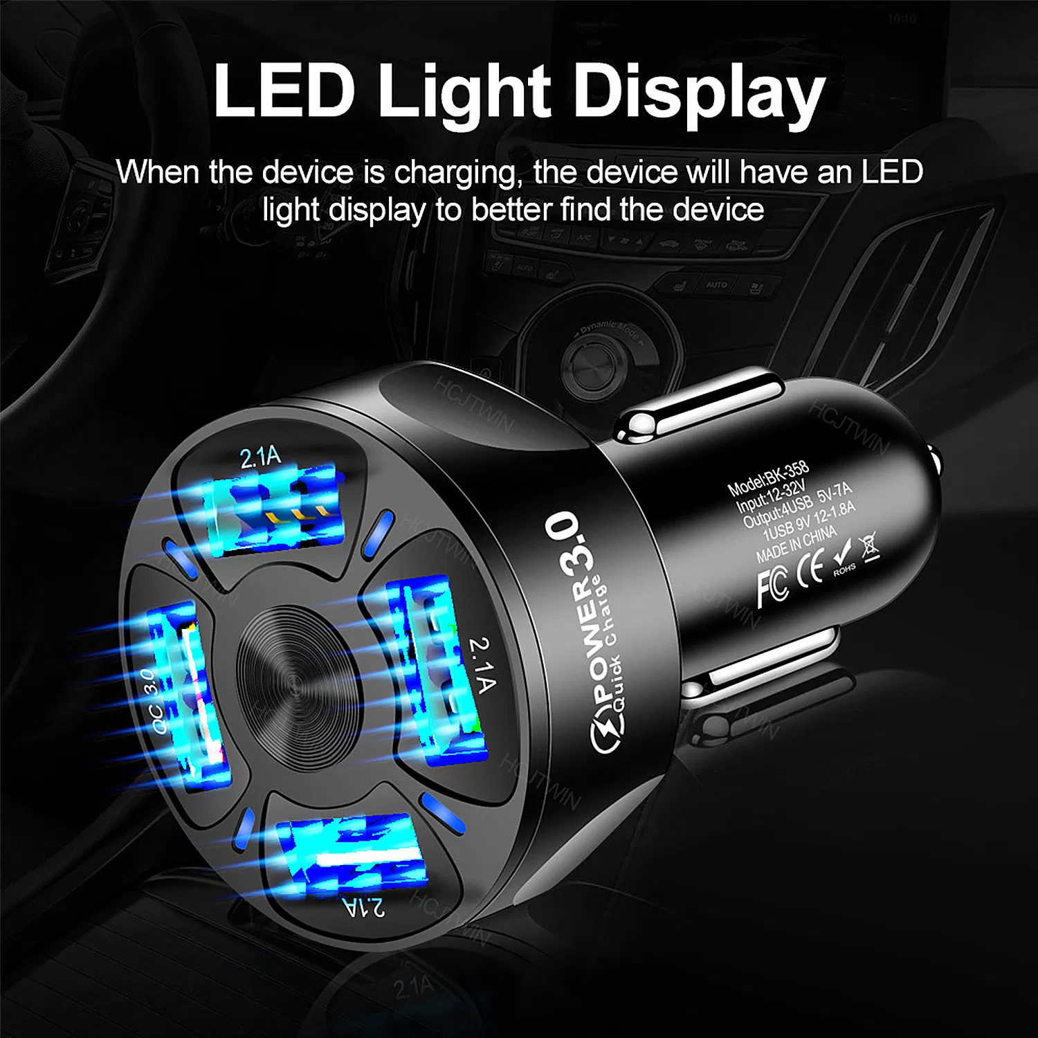 Автомобильное зарядное устройство Fast 4 USB QC3.0 33W