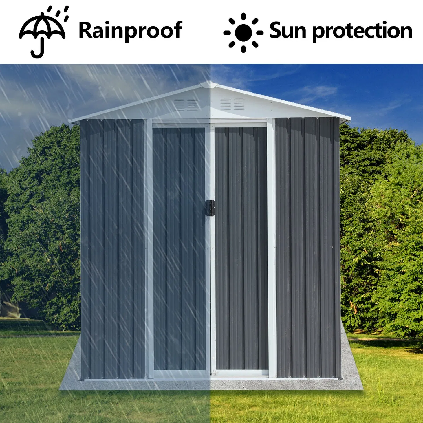 10*8FT Secure Lockable Steel Storage Shed Tidy Potting Garden Shed Reliable Outdoor Home Shed Outdoor Storage Shed Garden Shed Prefabricated Shed