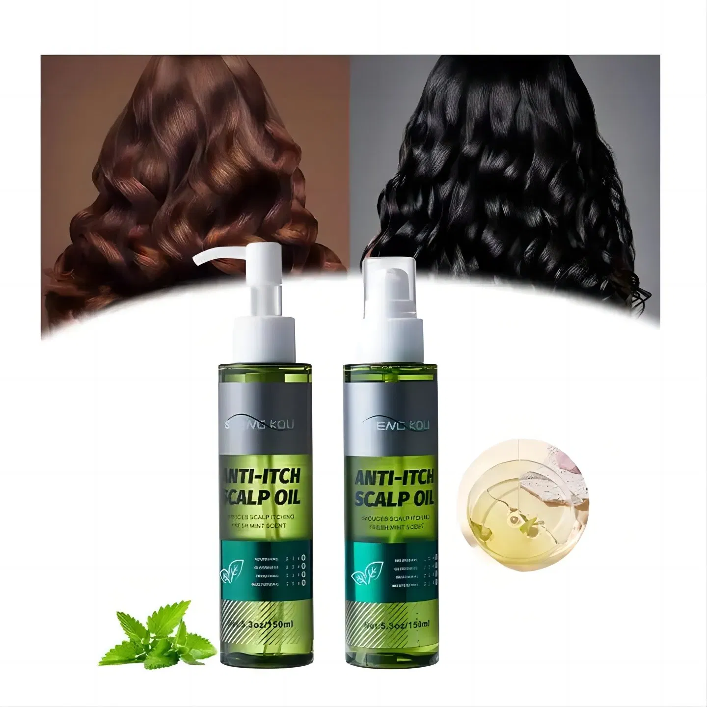 Factory Custom Private Label Menthol Hair Care Products Organic Itching Scalp Care Peppermint Hair Oil