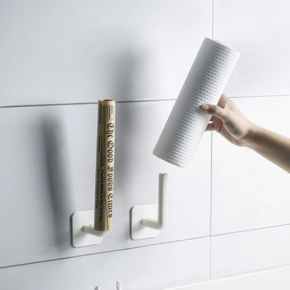 Hole-Free Plastic L-Shaped Strong Adhesive Multi-Functional Door Back Clothes Kitchen Clothes Hook