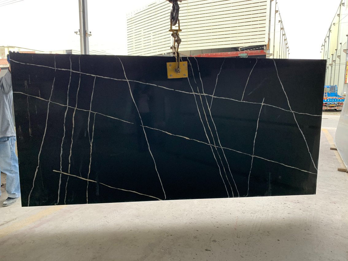High Class Black Marble Granite Artificial Quartz Stone Slab Factory