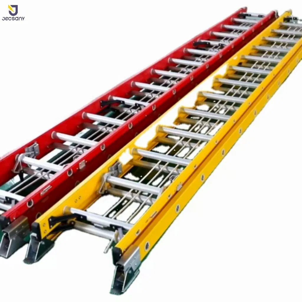 Telescopic Insulated Fiberglass Extension Ladders Multipurpose FRP Material Sliding Outdoor Ladder