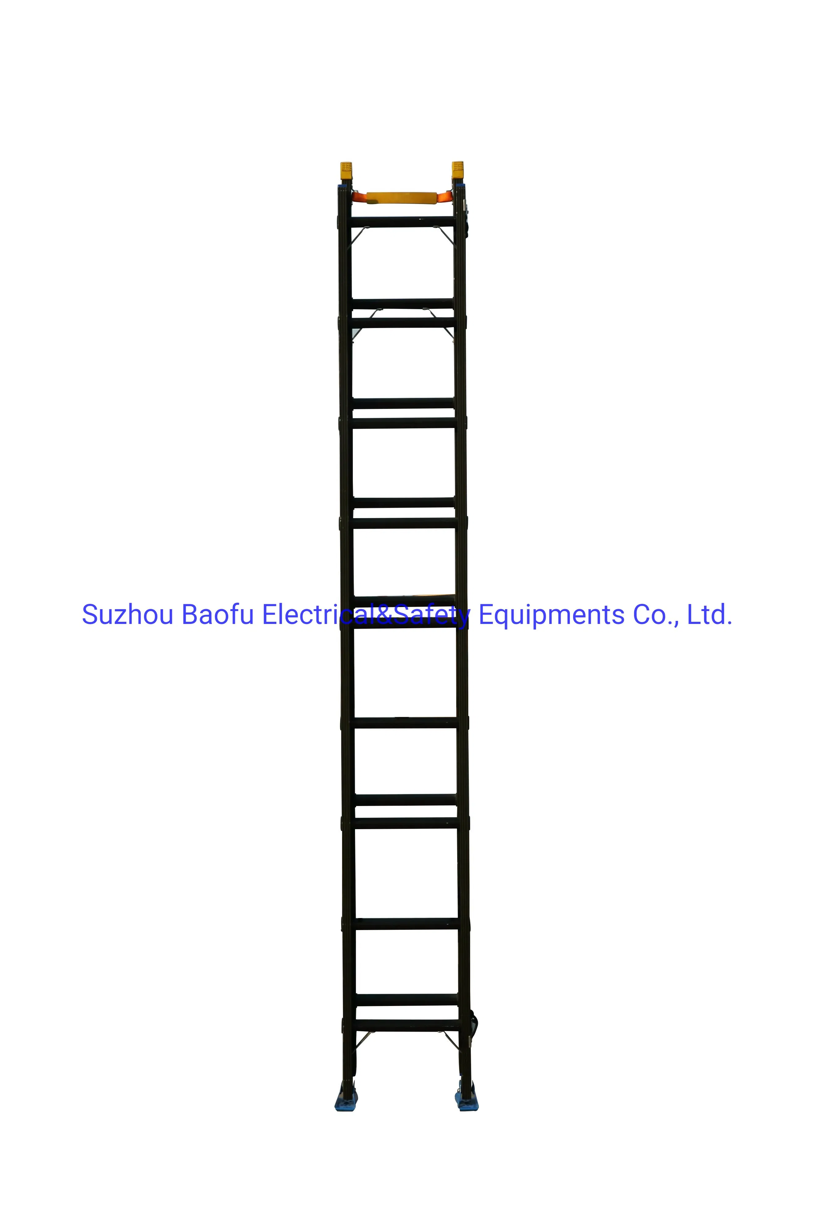(375LBS) Black 9m Aluminum Alloy Single-Side Grooved Rail Extension Ladder