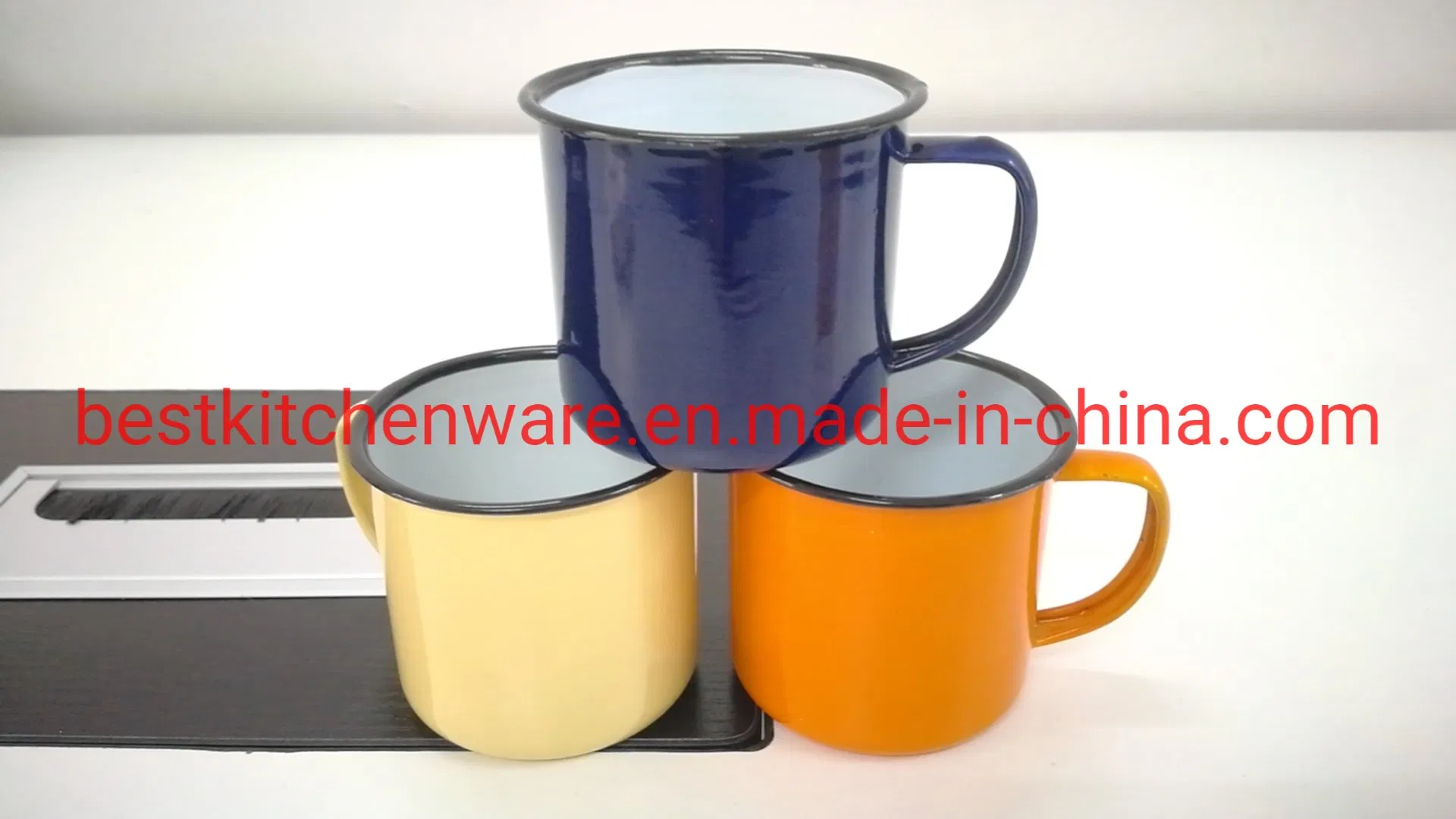 Enamel Dark Color Mug Inside White Outside Colored Without Decal Coffee Cup