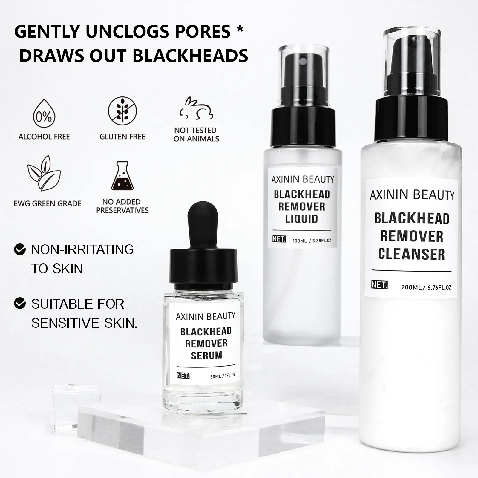 Beauty Cosmetics Skin Care Balances Oil Minimizes Pores Blackhead Remover Three-Piece Set