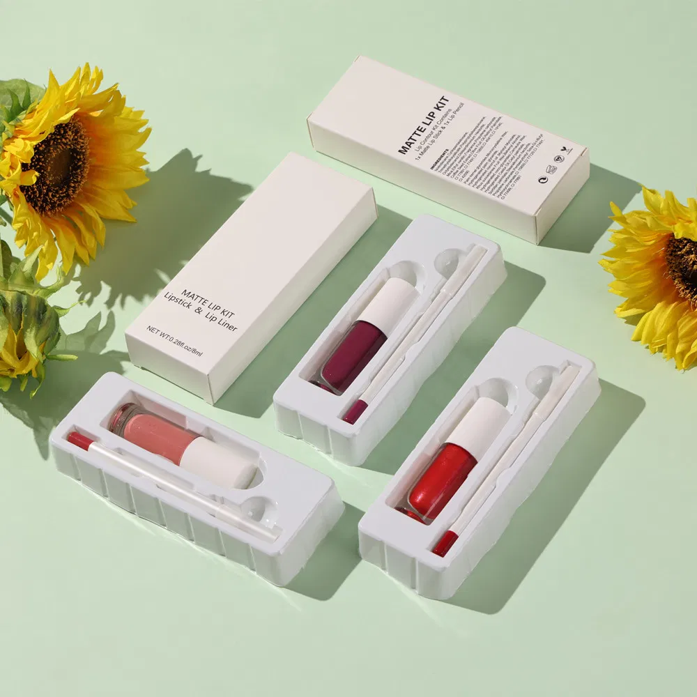 OEM 43 Color Lip Liner Pencil Set Non Stick Cup Matte Lip Glaze 2PCS Sets Lip Gloss