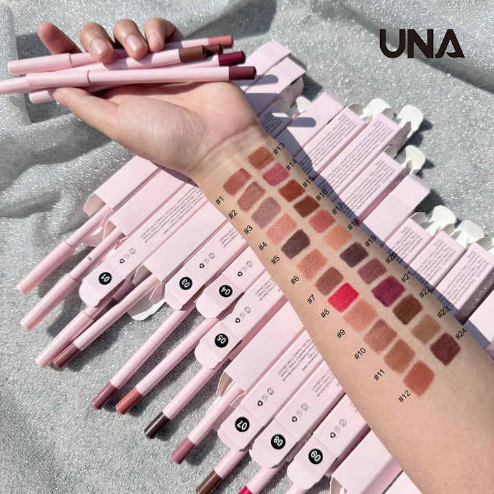 24 Colors Pink High Pigment Beauty and Personal Care Waterproof Long Lasting Wood Creamy Lip Liner Pencil Private Label