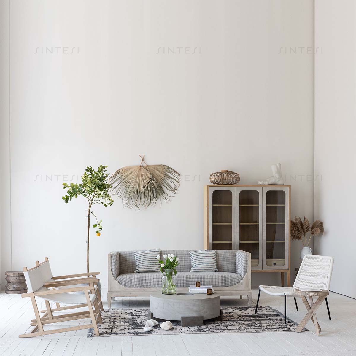 Диван-кровать деревянный белый европейский стиль для гостиной