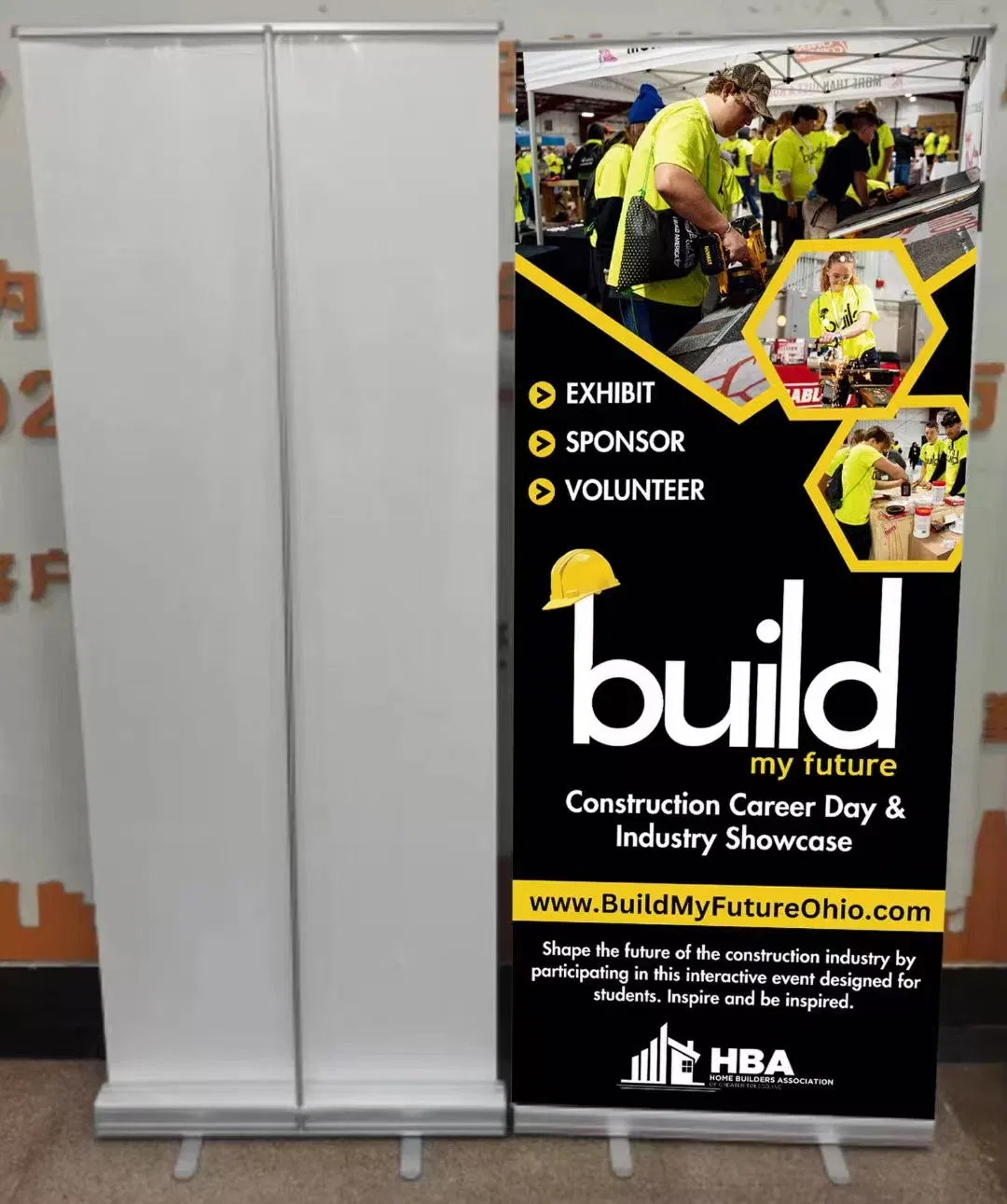 Retractable Roll up Banner Stand Aluminum Retractable Banner Sign Stand for Trade Show Exhibition Store Displays 23× 64 Inch (Stand Only)