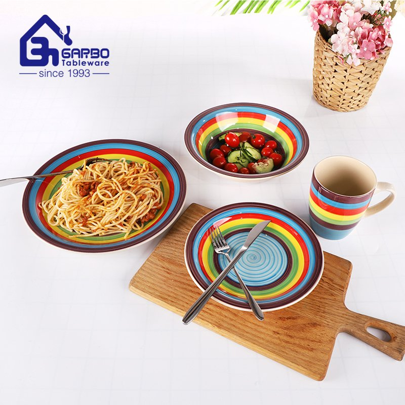 Factory Wholesale Ceramic Soup Bowl Hand-Painted 7 Inch Salad Bowl Rice Bowl Stoneware Bowls for Home Restaurant Hotel