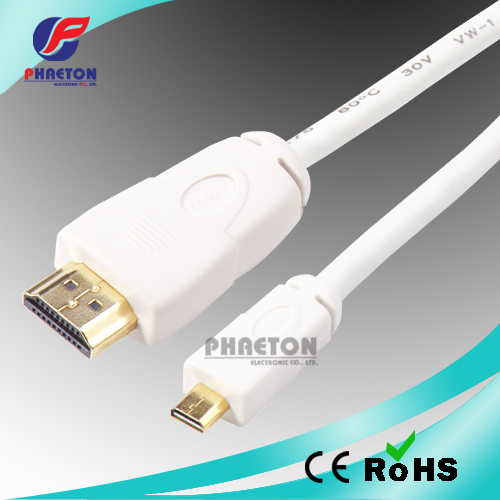 Micro HDMI to Displayport HDMI Cable in White (pH6-1207)