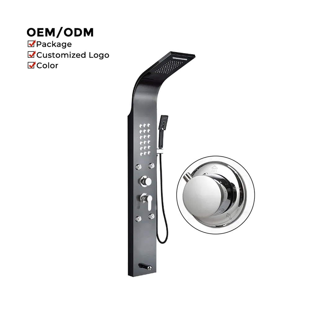 Sleek Modern Stainless Steel Shower Panel with Matt Black Finish