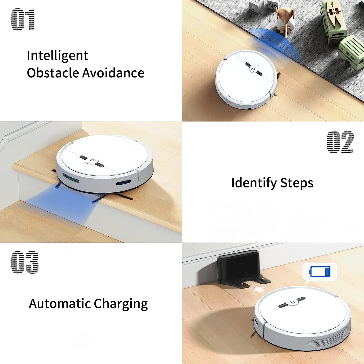 Smart Robot Vacuum Cleaner Strong Suction Tuya Alexa Voice Control