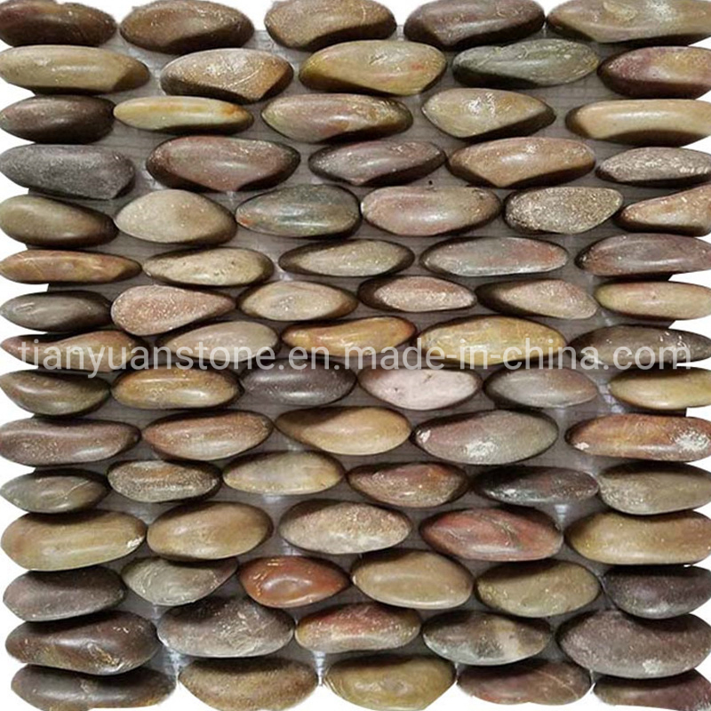 Flat Natural Stone Sliced Pebble Mosaic Tile