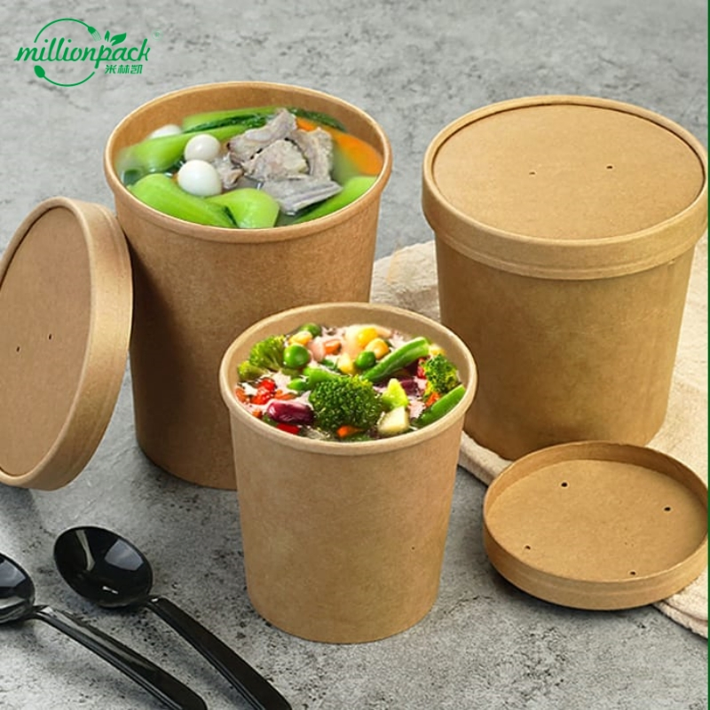 Insulated Kraft Paper Soup Bowl Disposable Food Container for Temperature Retention Purposes
