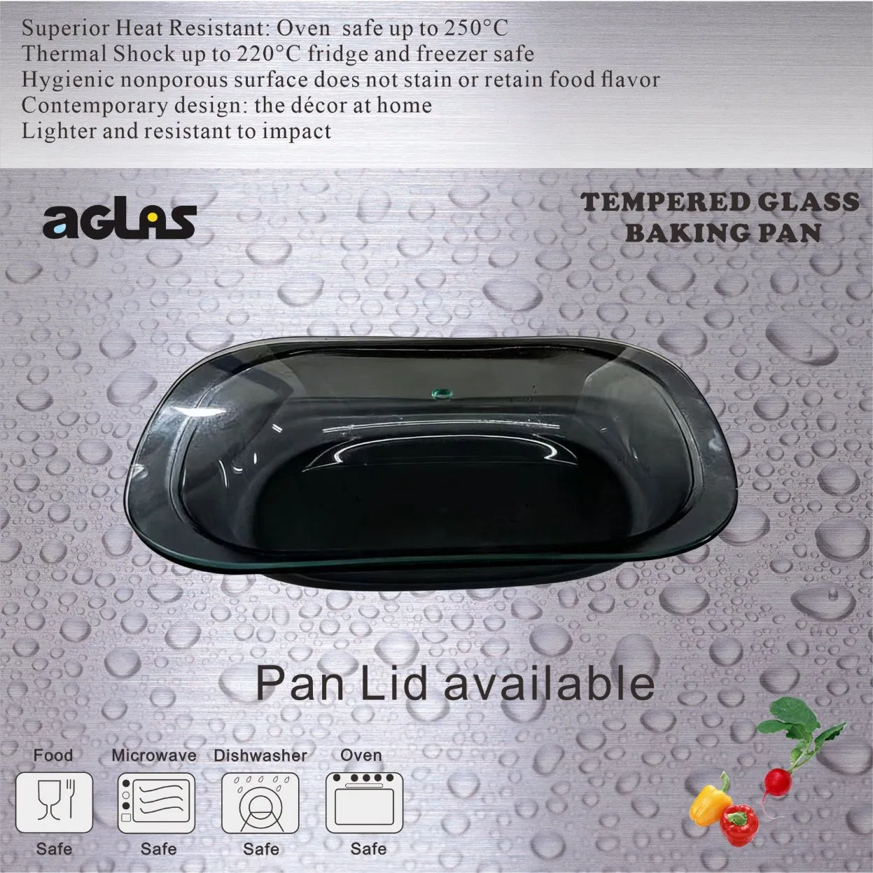 Algas Glass Roasting Pan with Tempered Glass Baking Dish Kitchenware