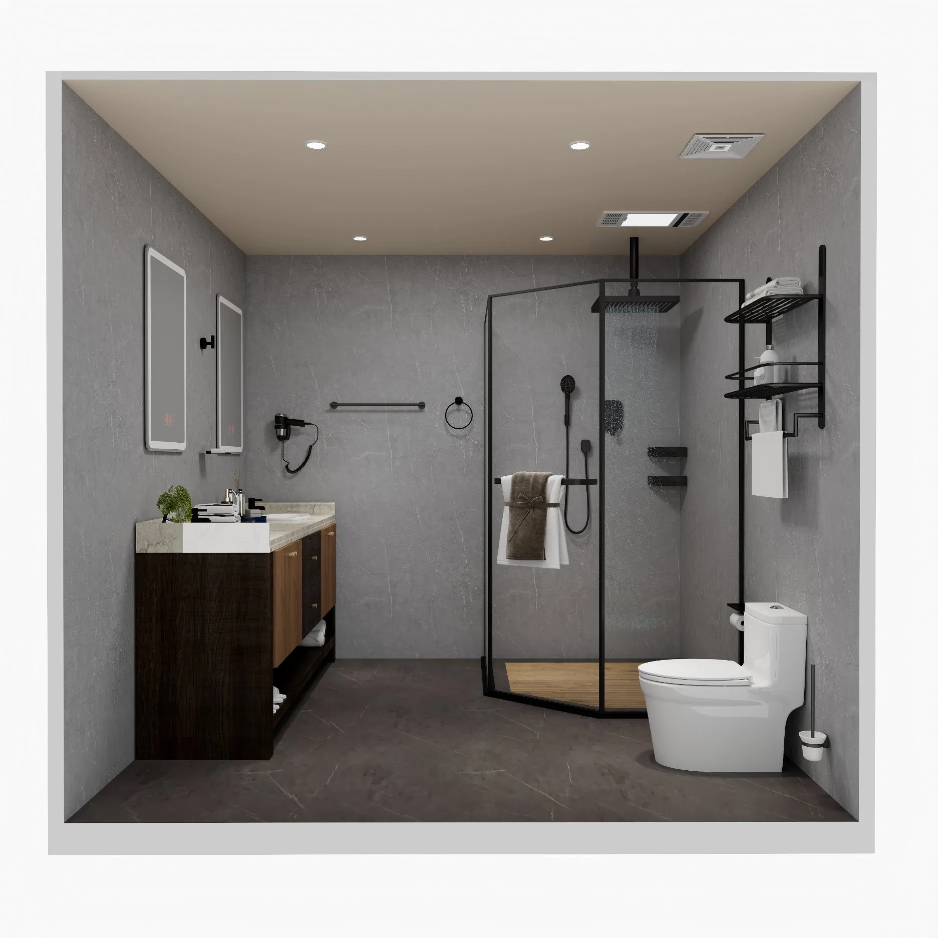 Big Bathroom Unit Shower and Toilet All in One Kit Luxury Complete Indoor Portable Prefab Modular Bathroom Pod