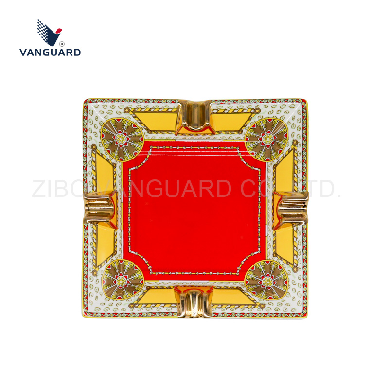 Luxury Porcelain Square Ashtray Custom Logo Ceramic Cigarette Ashtray for Art Collection