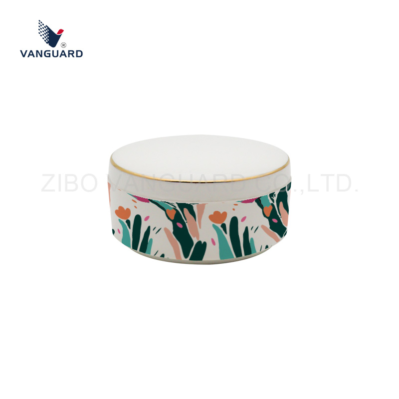 Colorful Condiment Storage Jar Healthy Round Custom Ceramic Spice Jar with Design