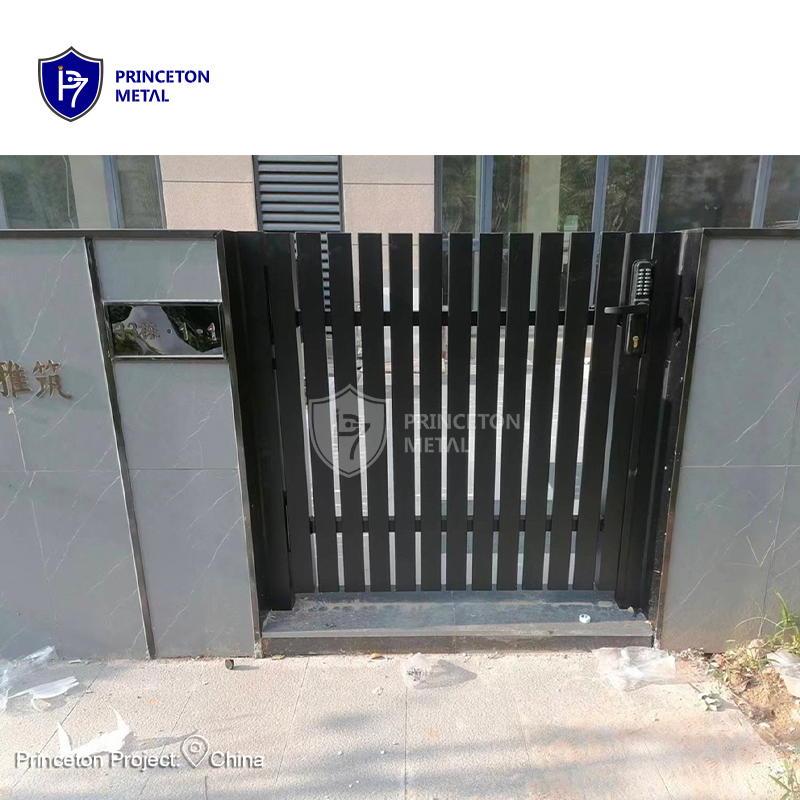 Modern Style Black Front Door Aluminum Slat Walkway Gate for Garden Yard Home