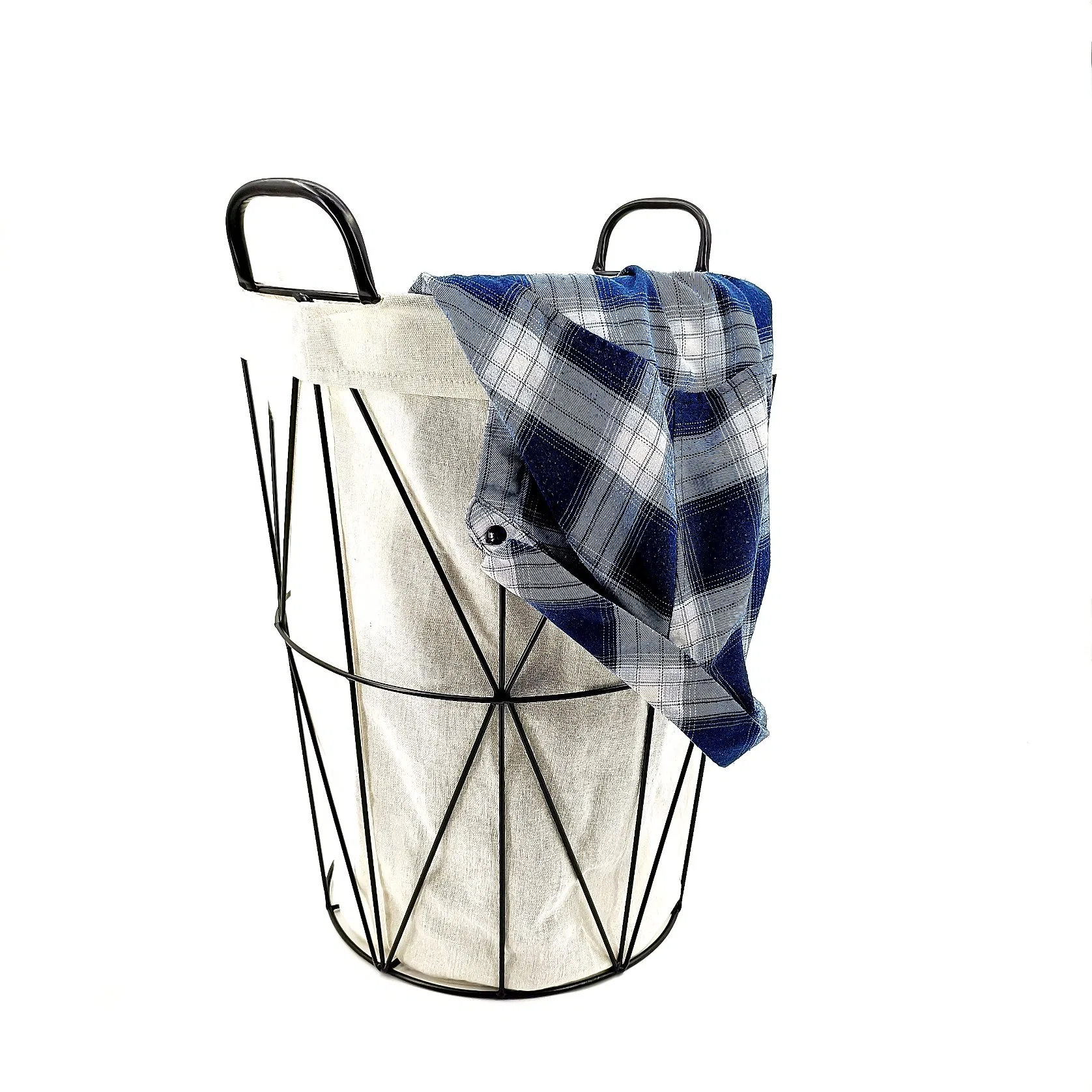 Bathroom Large Storage Metal Wire Mesh Stackable Laundry Hamper Dirty Clothes Storage Basket with Lid Removable Bag Organizer