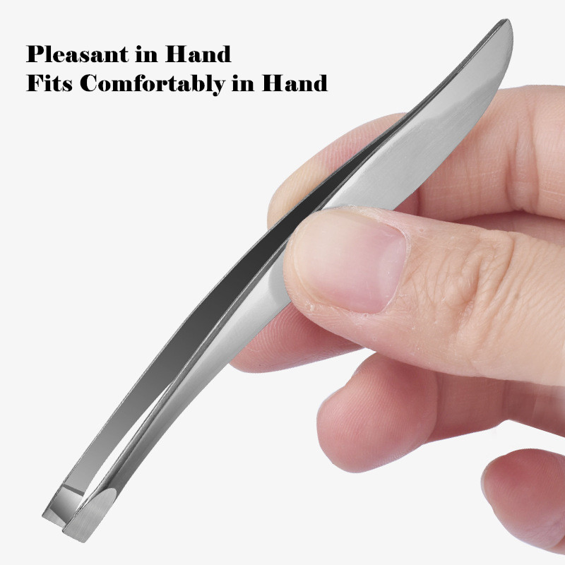 Grooming Slant Pointed Flat Curved Tip Eyelash Makeup Beauty Eyebrow Tweezer Set